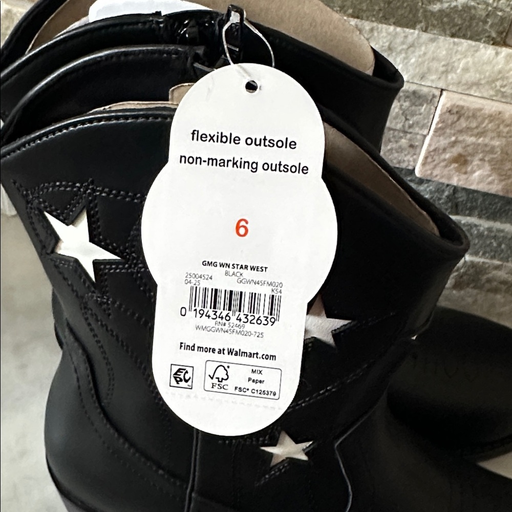 Wonder Nation Big Girls Star Western Cowgirl Boots Size 6 - Picture 10 of 12